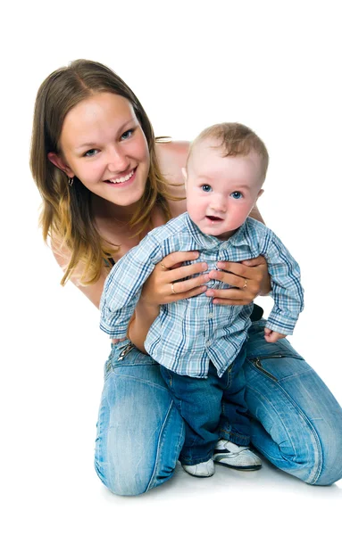 Krásné mladé ženy se svým synem — Stock fotografie