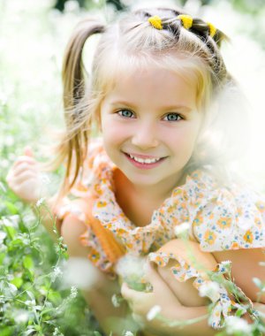 Little girl on the meadow clipart