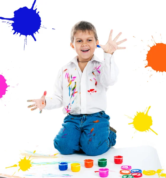 Niño cubierto de pintura —  Fotos de Stock
