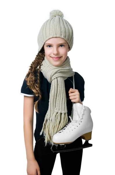 图溜冰鞋的可爱小女孩 — 图库照片
