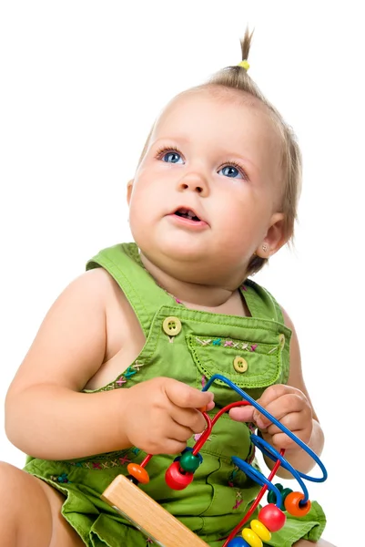 Küçük gelişimsel oyuncak bebekle — Stok fotoğraf