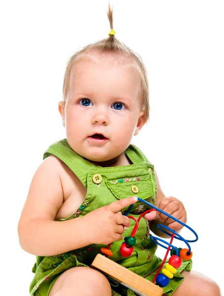 Small baby with developmental toy — Stock Photo, Image