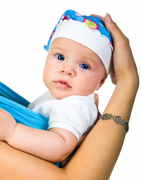 stock image Mother carrying her baby in a sling