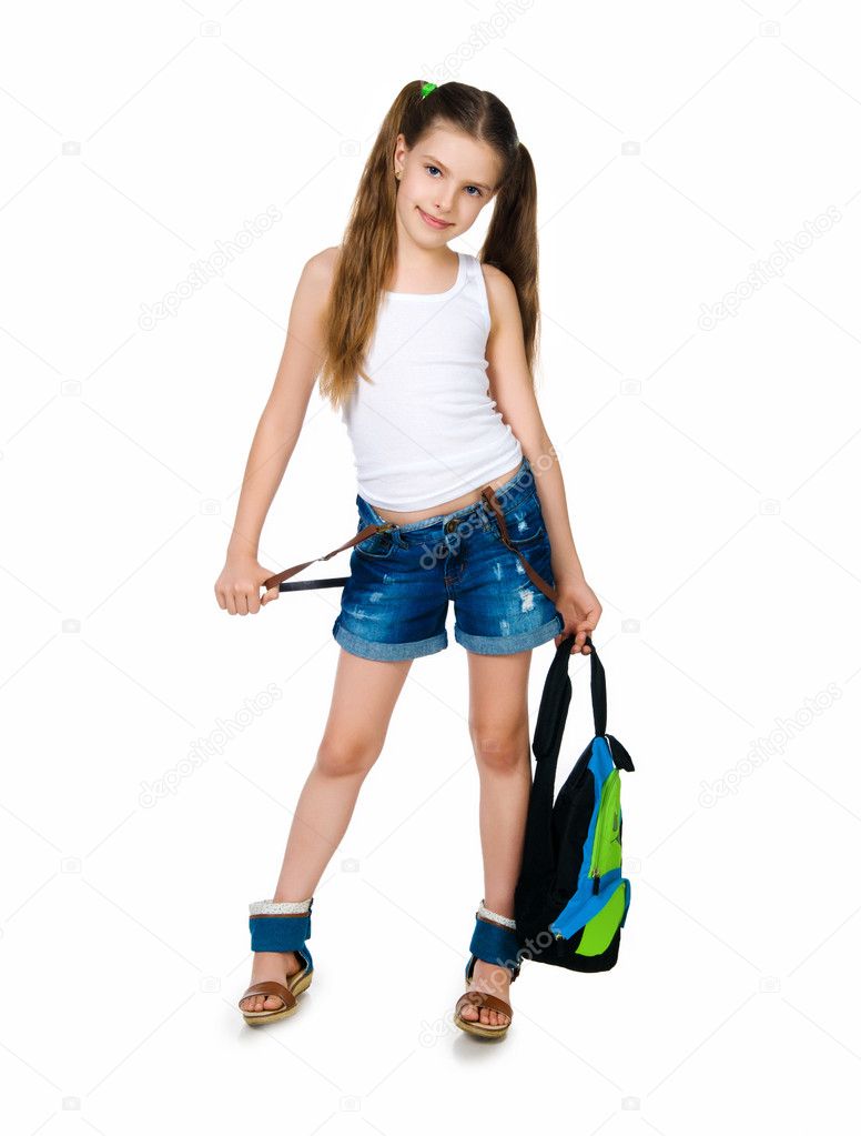 Cute schoolchild with knapsack