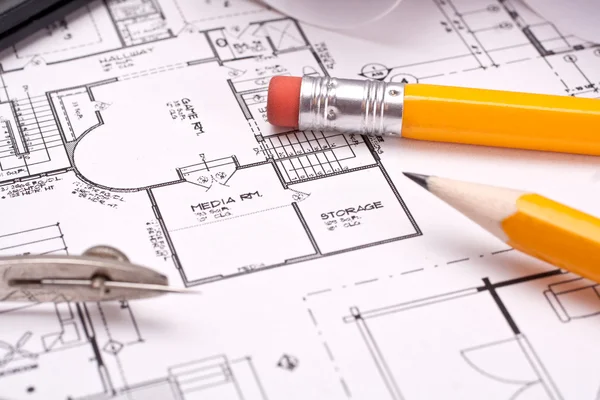 Engineering and architecture drawings Stock Image