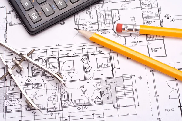 Engineering and architecture drawings Stock Image