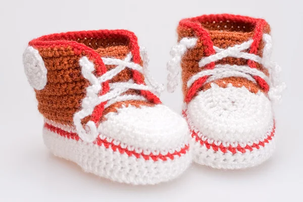 stock image Crocheted booties for a boy