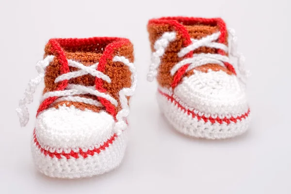 stock image Crocheted booties for a boy
