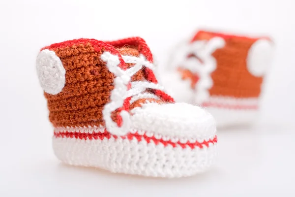 stock image Crocheted booties for a boy