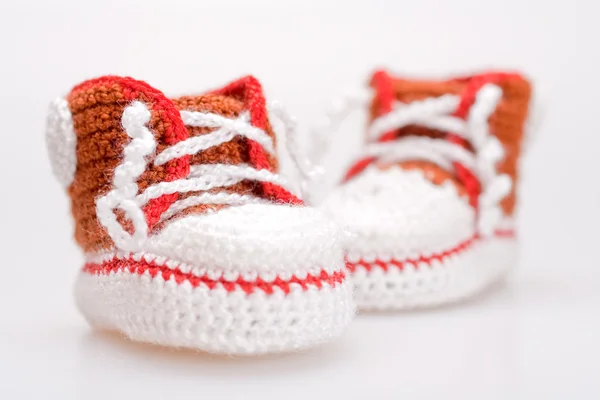 stock image Crocheted booties for a boy