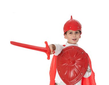 Young Boy Dressed Like a knight clipart