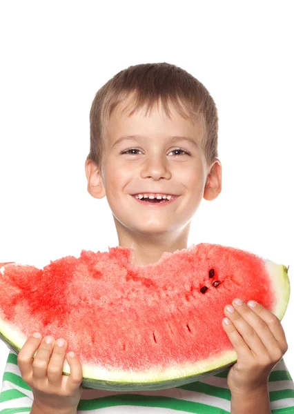 เด็กชายถือแตงโม — ภาพถ่ายสต็อก