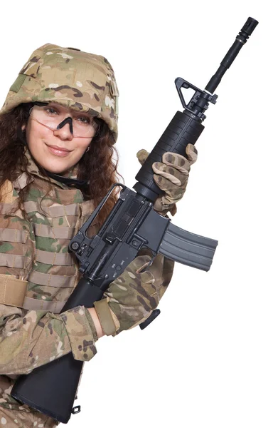 美陆军女孩用步枪 — 图库照片