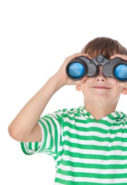 Boy holding binoculars clipart