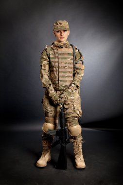 Army girl with rifle clipart