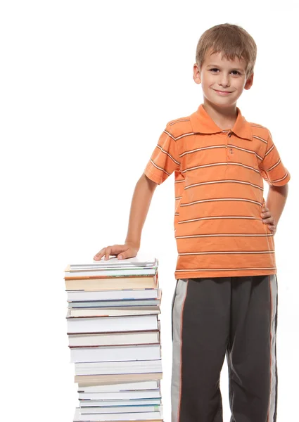 Chlapec a knihy — Stock fotografie