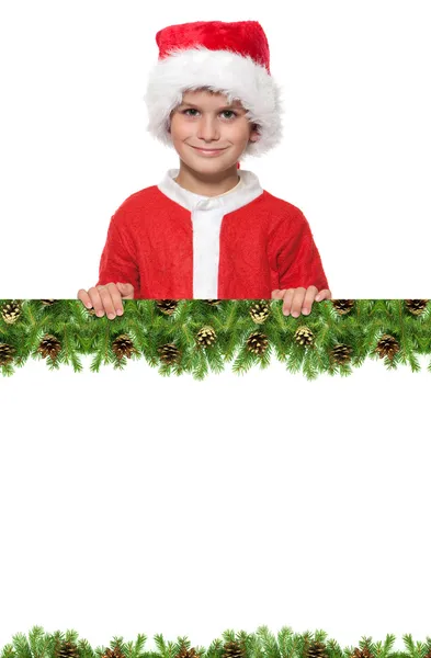 Junge mit einem Weihnachtsposter — Stockfoto