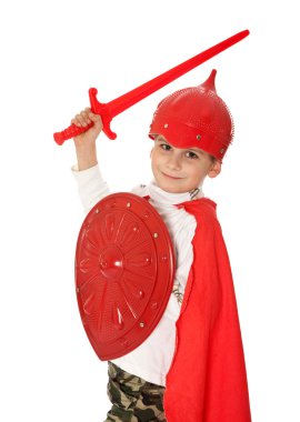 Young Boy Dressed Like a knight clipart