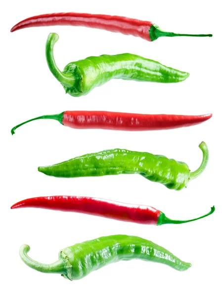 Red and green hot peppers. — Stock Photo, Image