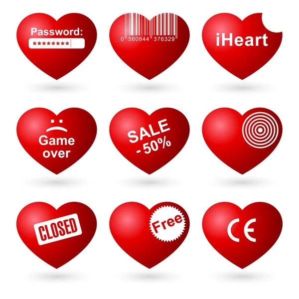 Hearts set (allegorical icon). — Stock Vector