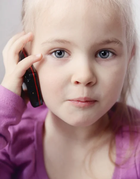 Little girls with telephone — Stock Photo, Image