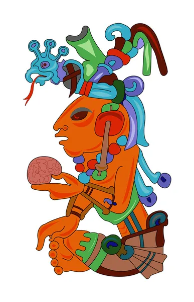 Aztèque avec entrailles à la main — Image vectorielle