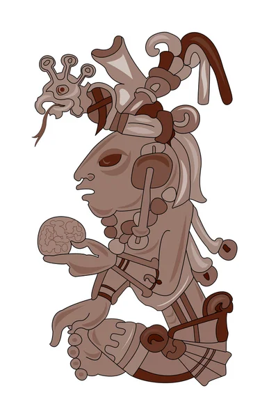 Aztec mit Eingeweiden in der Hand — Stockvektor