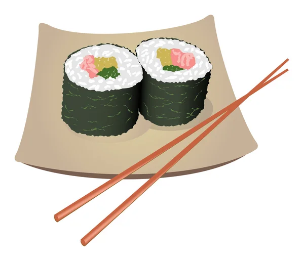 stock vector Sushi on plate