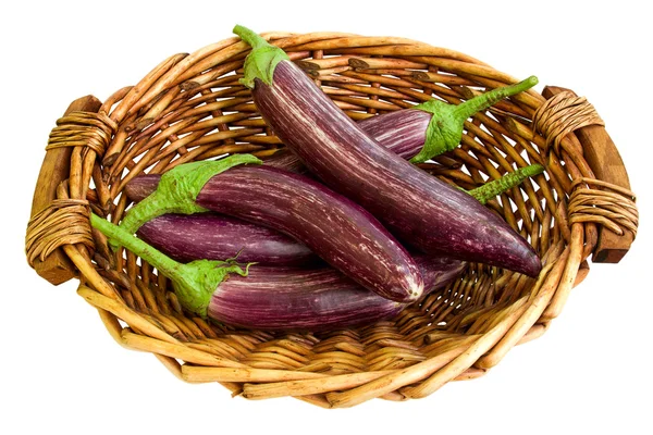 Eggplants in basket — Stock Photo, Image
