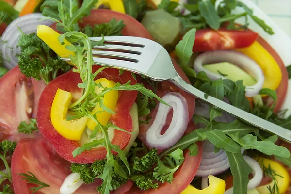 Salat und Gabel — Stockfoto