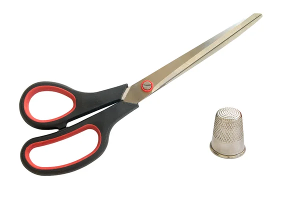 Thimble and scissors — Stock Photo, Image