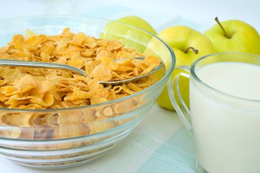 Cornflakes and milk clipart