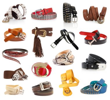 Leather belts isolated on the white clipart
