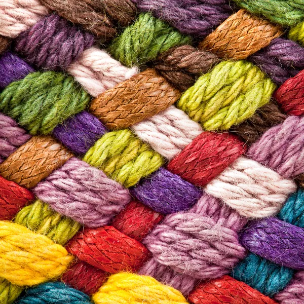 Multi colored woollen yarns — Stock Photo, Image