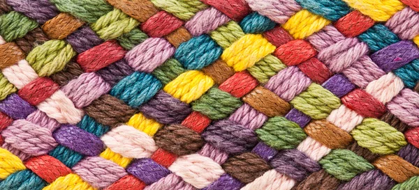 Multi colored woollen yarns — Stock Photo, Image