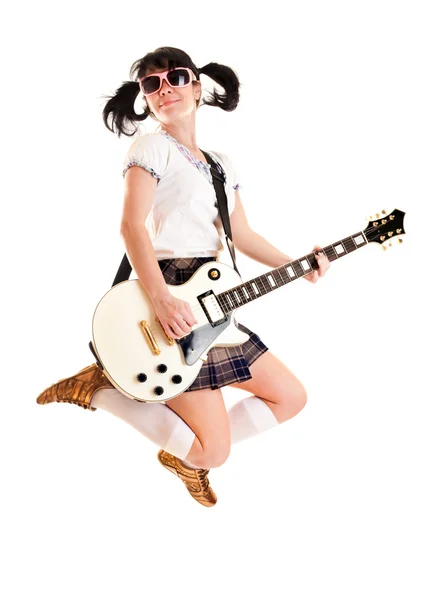 Flicka med gitarr — Stockfoto