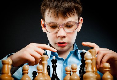 Wunderkind play chess clipart