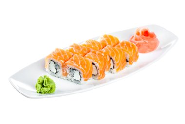 Sushi (Roll unagi maki syake) on a white background clipart