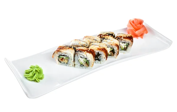Sushi (Roll nejrůznějších Omori) na bílém pozadí — Stock fotografie
