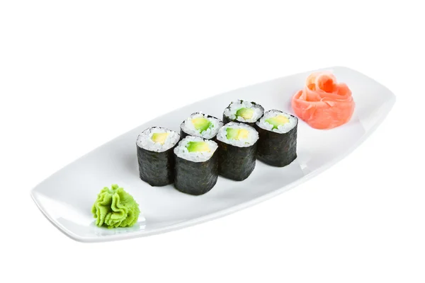Sushi (Maguro maki roll shiroy) sobre um fundo branco — Fotografia de Stock