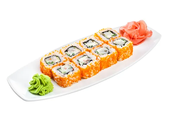 Sushi (California rullar) på en vit bakgrund — Stockfoto