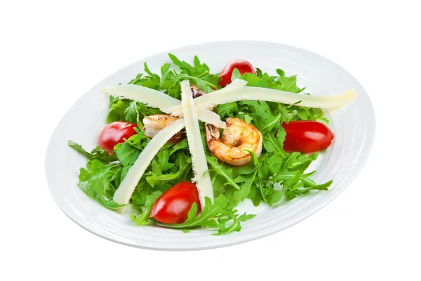 Salade van eruca en garnalen — Stockfoto