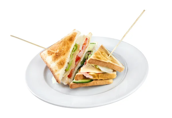 Zwei Sandwiches auf einem Teller — Stockfoto