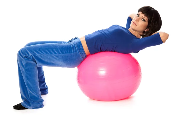 Exercises on a gymnastic ball — Stock Photo, Image