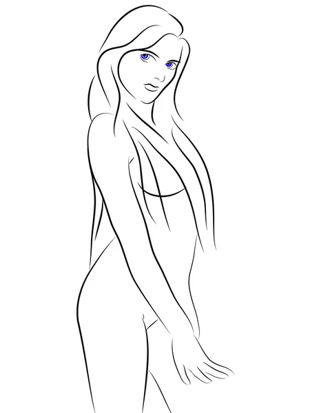 Голая девушка с длинными волосами — стоковый вектор