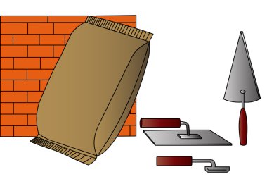 Instument and bag of the cement clipart