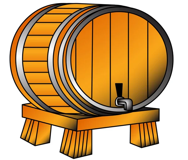 The Barrel with wine or beer — Stock Vector