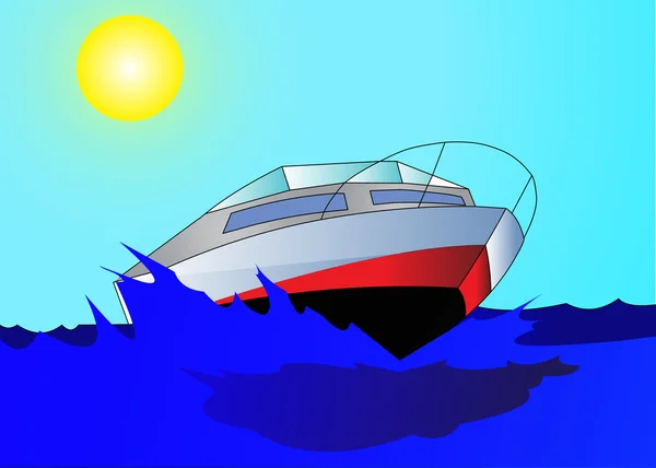 Reis op snelle, comfortabele motorboot — Stockvector