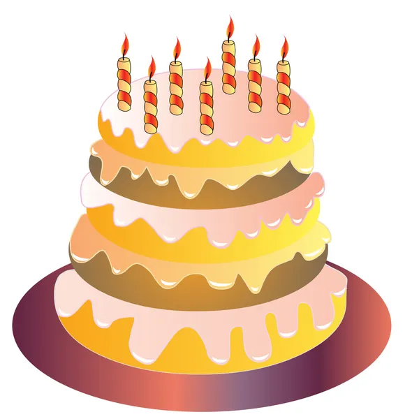 Slavnostní dort s hořící svíčka — Stockový vektor