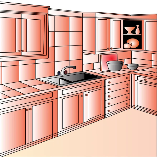 Möbel in der Küche — Stockvektor